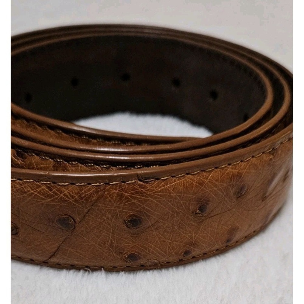 Karoo Classics Genuine Ostrich Brown Leather Belt 44 Mens Exotic Skin - Picture 4 of 6